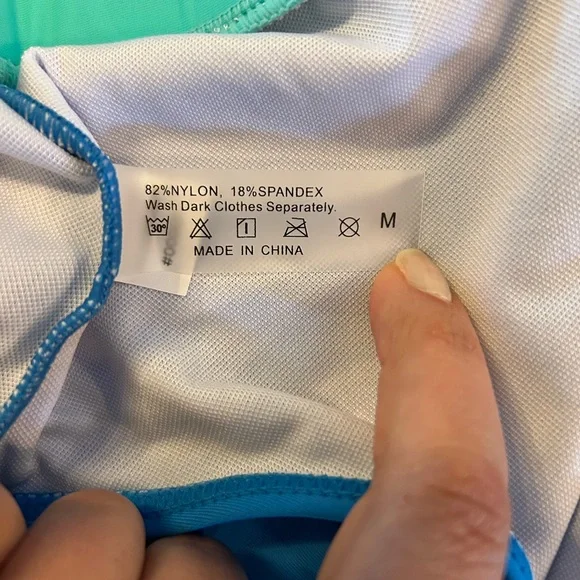 High Waisted Sporty Scoop Neck Bikini- Blue/Teal - Picture 6 of 9